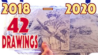 My ART PROGRESS 42 Drawings Reviewing Old Art amp New Art  Anime Manga Sketch [upl. by Niret]