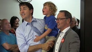 Justin Trudeau brings son Hadrien to campaign event [upl. by Briant92]