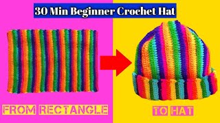 Easiest Beginner Crochet Hat  15 year beanie hat Tutorial  Crochet Ribbed Hat [upl. by Oirelav]