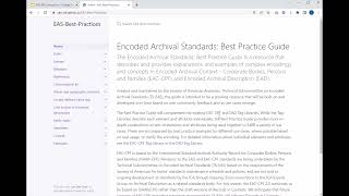 Encoded Archival Standards Best Practice Guide [upl. by Delogu]