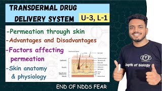 Transdermal drug delivery system  permeation through skin  factors affecting permeation  TDDS [upl. by Kerril830]