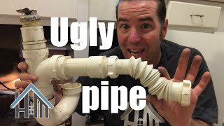 How to correct an ugly pipe new kitchen sink drain replumb sink [upl. by Massab]