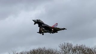 Typhoon Eurofighter LANDINGTAKEOFF SOUND RAF Coningsby  Aerobatics Folkestone Air Show [upl. by Naimerej641]