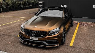 AMG C63s Coupé wrapped in quotMatt Bond Goldquot from PWF  Walkaround  Details  Interior [upl. by Lajes]