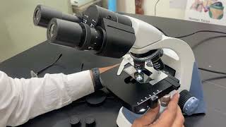 How To Use E Binocular Microscope Parts assembly setting using focusing adjustments condenser Abron [upl. by Ennaed]