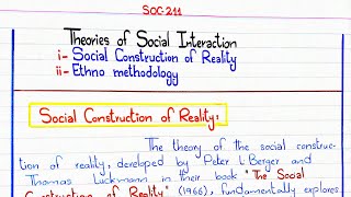 Social Construction of Reality  Ethnomethodology SOC211 pu [upl. by Seligman256]