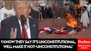 Trump Calls For Changes To First Amendment Demands Mandatory OneYear In Jail For US Flag Burning [upl. by Mcgraw505]