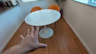 Modway Lippa 36 Mid Century Dining Table with Round Artificial Marble Top Review [upl. by Alisan]