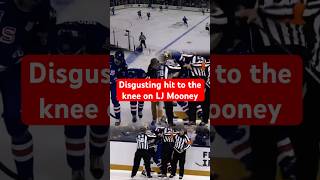 Illegal hit to the knee of LJ Mooney Disgusting play Prospect 2025 NHL Draft [upl. by Clarice6]