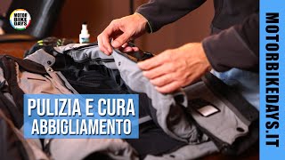 Pulizia e Cura Abbigliamento Moto  GIACCA PANTALONI e GUANTI in tessuto [upl. by Dunson]