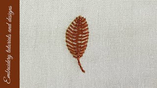 Day 12  cretan stitch leaf leafembroidery embroideryforbeginners cretanstitch [upl. by Auhs]