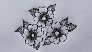 Simple flower design drawing  how to draw flowers  flowers drawing easy and beautiful [upl. by Demp]