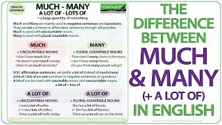 MUCH vs MANY vs A LOT OF – English Grammar Lesson [upl. by Calisa104]