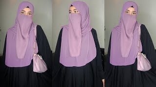 Hijab Tutorial With Niqab  Hijab With Niqab  Beautiful Hijab Style💜 [upl. by Georgi]