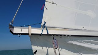 Captain Daggett Sailing Tips  Setting the reefing line on the boom [upl. by Rufe77]