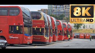 London Buses at Plumstead Bus Garage 8K resolution test [upl. by Assenna]