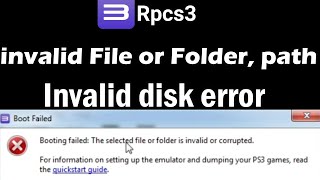 Rpcs3 invalid File or Folder path  Invalid disk error [upl. by Tteragram]