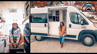 Her Stunning Dodge Promaster Camper Van W Shower amp Toilet  Tiny House Life [upl. by Ciaphus595]