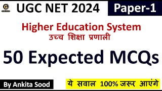 Higher Education Most Expected MCQs  UGC NET Paper 1 Revision Questions for June 2024 [upl. by Eiramac]