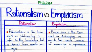 Rationalism VS Empiricism philosophy PHIL211A pu [upl. by Zalucki132]