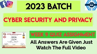 Cyber Security and Privacy Week 9 Quiz Assignment  Week 9  NPTEL 2023 [upl. by Parcel]