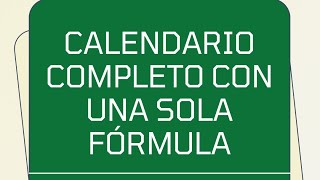 Crea un Calendario Anual en Excel con Una Sola Fórmula 📅✨ [upl. by Floria]