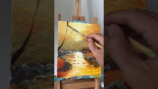 Paint an autumn forest landscape using acrylic paint  An Lam Art chill lofi art painting [upl. by Cestar]