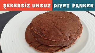 UNSUZ ŞEKERSİZ YAĞSIZ PANKEK TARİFİ Çikolatalı Yulaflı ve Muzlu  Kaç Kalori [upl. by Trygve]