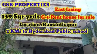 Super offer deal  G1Pent East facing house for sale in  139 sqr yrds  ramanthapur uppal [upl. by Naanac]