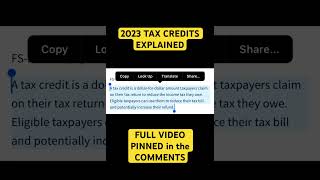 2023 TAX CREDITS EXPLAINED [upl. by Hinman]