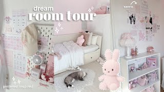 MY DREAM ROOM☁️ a tour  pinterest inspired aesthetic desk pink aesthetic [upl. by Epner]