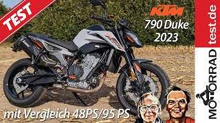 KTM 790 Duke  Test der neuen 790 Duke 2023  Vergleich 48PS und 95PS [upl. by Analad]