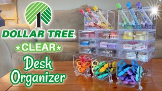 CLEAR Desk Organizer  Easy amp Stunning Organization Idea  Dollar Tree DIY [upl. by Gney]