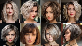 Short Bob Haircuts For Trendy amp Chic Look 2024 Chin Length Haircuts Curly Bob Pixie Cut Low Mainten [upl. by Eiramyelhsa]