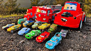 Disney Pixar Cars full of sand Lightning McQueen Dinoco Mater Cruz Ramirez Jackson Storm [upl. by Pytlik]