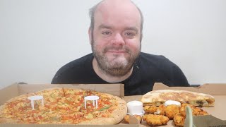 Papa johns trying the new chicken fajita spicy pizza uk mukbang [upl. by Osman]