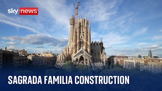 Spain La Sagrada Familia Basilica four towers complete [upl. by Ioab464]