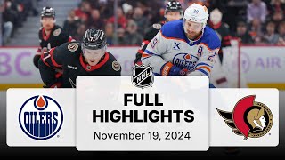 NHL Highlights  Oilers vs Senators  November 19 2024 [upl. by Mcgurn]