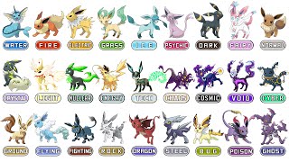 All 27 Types Eevee Evolutions  Eeveelutions  New Pokémon 2023  Max S Animation [upl. by Viens]