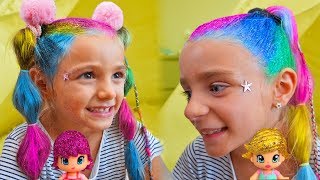 Las Ratitas y PinyPon se pintan con purpurina  Pretend play makeup and paint with glitter [upl. by Odelinda]