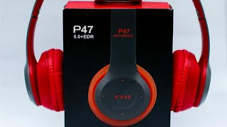 P47 Headphone UNBOXING  Wireless headphones red color [upl. by Amehr]