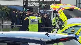 Chesterfield FC v Grimsby town Police allow a clash between both sides [upl. by Acinnad]