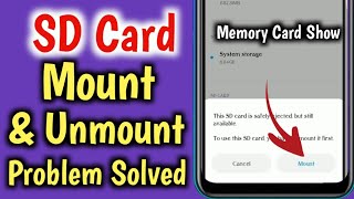 How To Solve Sd Card Mount Problem  How To Solve Memory Card Unmount Problem  Storage Problem [upl. by Irovi]