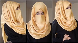 Hijab Style with Niqab  Full coverage Hijab styles 2020  Hijab with Niqab Tutorial  Niqab Style [upl. by Korman544]