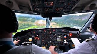 HD Dash 8 STOL landing Cockpit view [upl. by Messere]