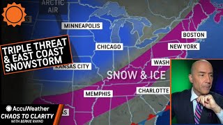 Triple Threat amp East Coast Snowstorm  AccuWeather [upl. by Cordeelia315]