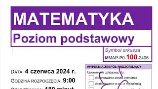 Matura z matematyki poziom podstawowy czerwiec 2024 cz1 [upl. by Dituri]