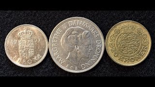 Denmark does not have a Euro Coin 1 Krone 5 Kroner and 20 Kroner Coins from 1987 1990 Danmark [upl. by Ajar78]