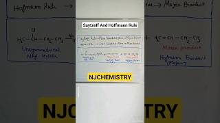 Saytzeff And Hoffmann Rule🔥Elimination Reaction organicchemistry saytzeffrule NJCHEMISTRY shorts [upl. by Yrrak639]