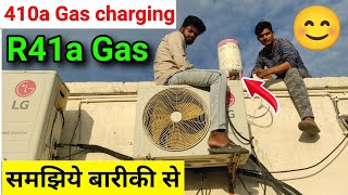 r410a gas charging how to gas charging r410a  r410a refrigerant charging r410 gas charging [upl. by Netsirhc]